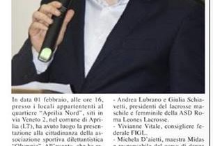 ASD Olympia: presentata la nuova associazione sportiva di Aprilia